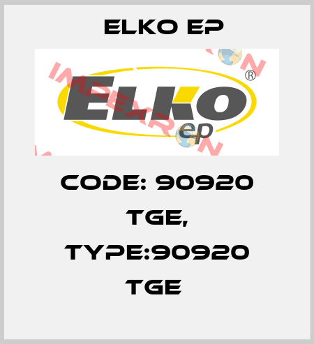 Code: 90920 TGE, Type:90920 TGE  Elko EP