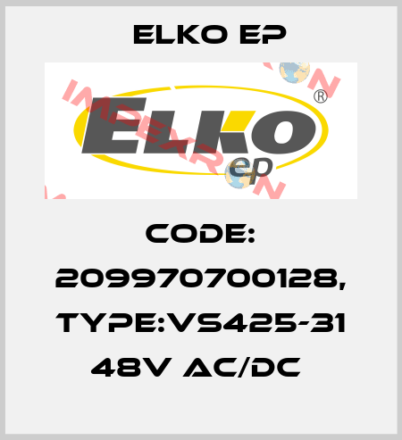 Code: 209970700128, Type:VS425-31 48V AC/DC  Elko EP