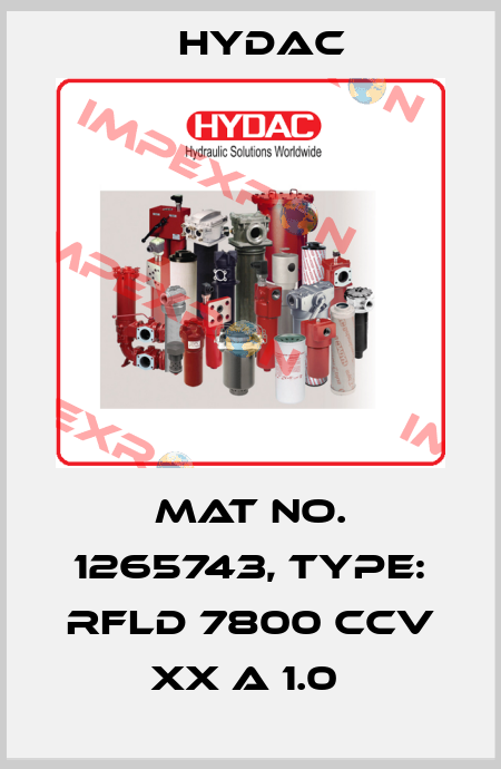 Mat No. 1265743, Type: RFLD 7800 CCV XX A 1.0  Hydac