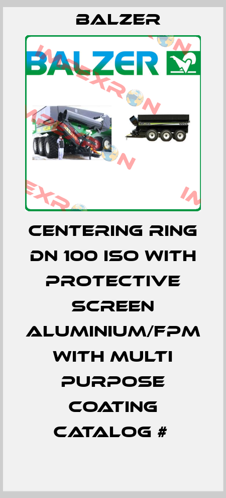 CENTERING RING DN 100 ISO WITH PROTECTIVE SCREEN ALUMINIUM/FPM WITH MULTI PURPOSE COATING CATALOG #  Balzer