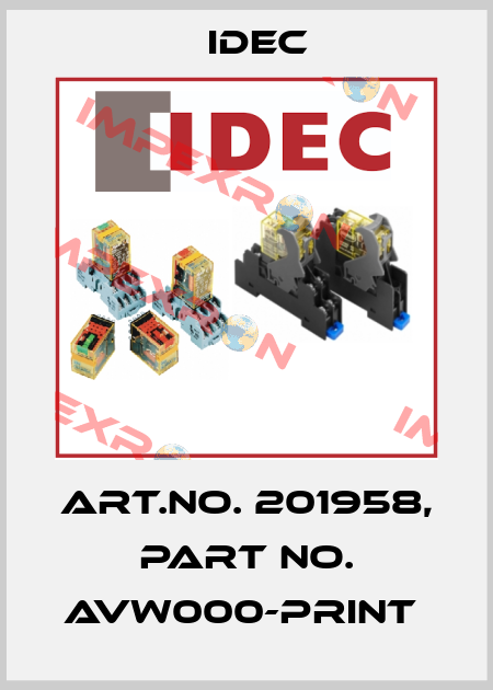 Art.No. 201958, Part No. AVW000-PRINT  Idec