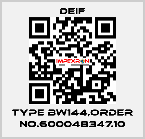 Type BW144,Order No.600048347.10 Deif