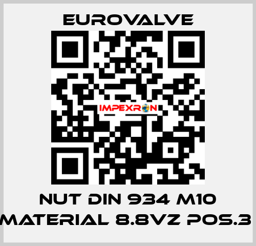 NUT DIN 934 M10 MATERIAL 8.8VZ POS.3  Eurovalve