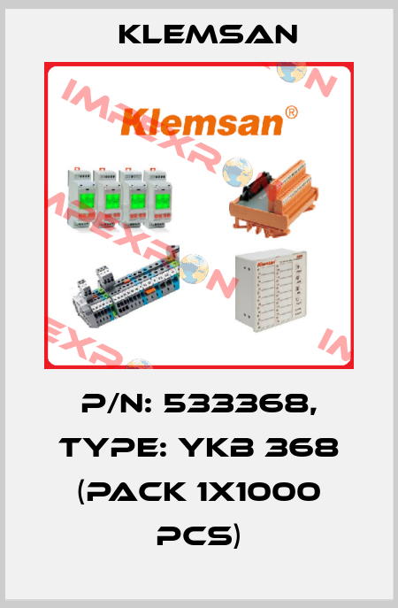 P/N: 533368, Type: YKB 368 (pack 1x1000 pcs) Klemsan