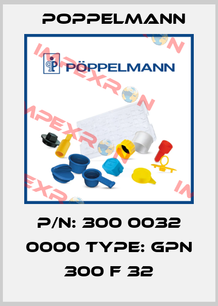 P/N: 300 0032 0000 Type: GPN 300 F 32 Poppelmann