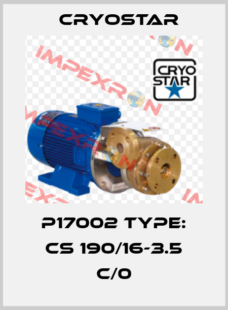P17002 Type: CS 190/16-3.5 C/0 CryoStar