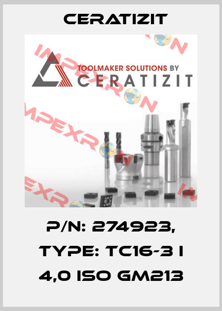 P/N: 274923, Type: TC16-3 I 4,0 ISO GM213 Ceratizit