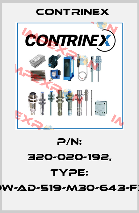 p/n: 320-020-192, Type: DW-AD-519-M30-643-F3 Contrinex