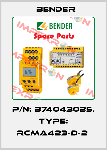 p/n: B74043025, Type: RCMA423-D-2  Bender