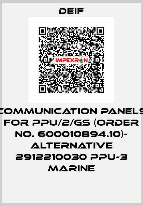 Communication panels for PPU/2/GS (Order No. 600010894.10)- ALTERNATIVE 2912210030 PPU-3 Marine Deif