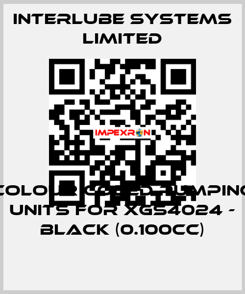 Colour coded pumping units for XGS4024 - Black (0.100cc) Interlube Systems Limited