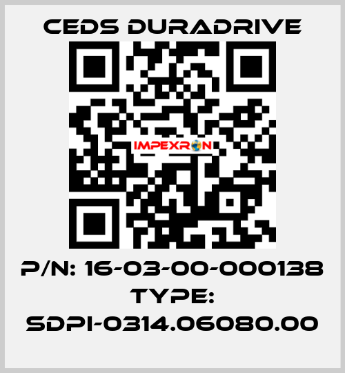 p/n: 16-03-00-000138 type: SDPI-0314.06080.00 Ceds Duradrive