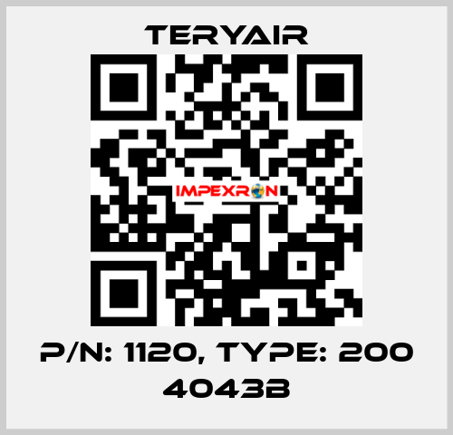 P/N: 1120, Type: 200 4043B TERYAIR