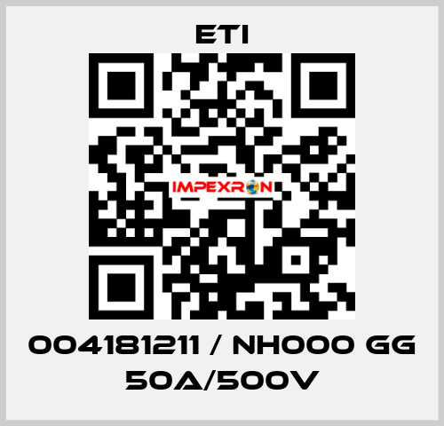 004181211 / NH000 gG 50A/500V Eti