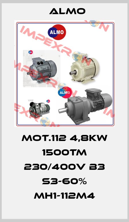MOT.112 4,8KW 1500TM 230/400V B3 S3-60% MH1-112M4 Almo