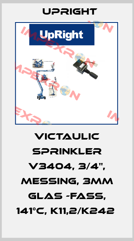 VICTAULIC SPRINKLER V3404, 3/4", MESSING, 3MM GLAS -FAß, 141°C, K11,2/K242  Upright