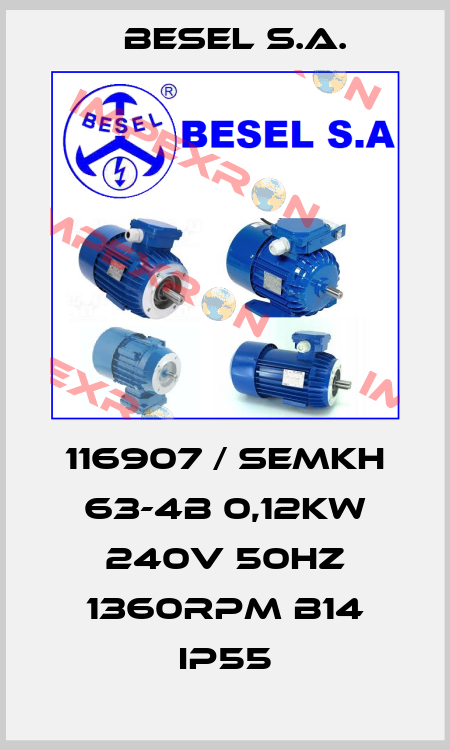 116907 / SEMKh 63-4B 0,12kW 240V 50Hz 1360rpm B14 IP55 BESEL S.A.