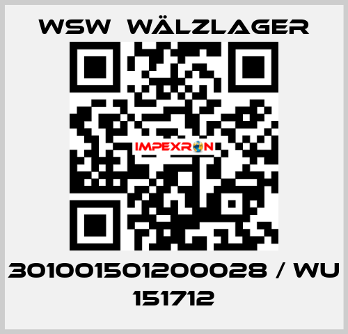 301001501200028 / WU 151712 WSW  Wälzlager