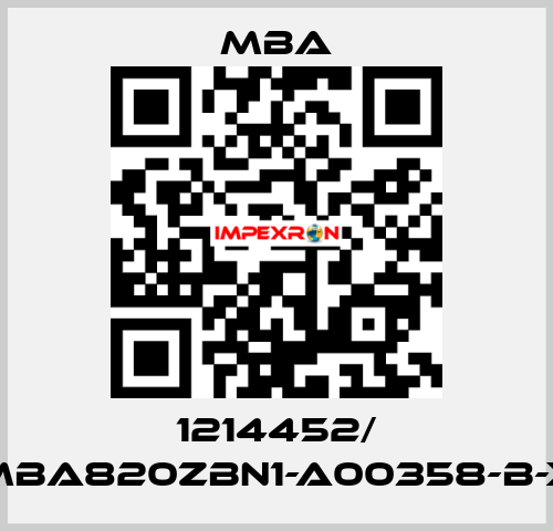 1214452/ MBA820ZBN1-A00358-B-X MBA