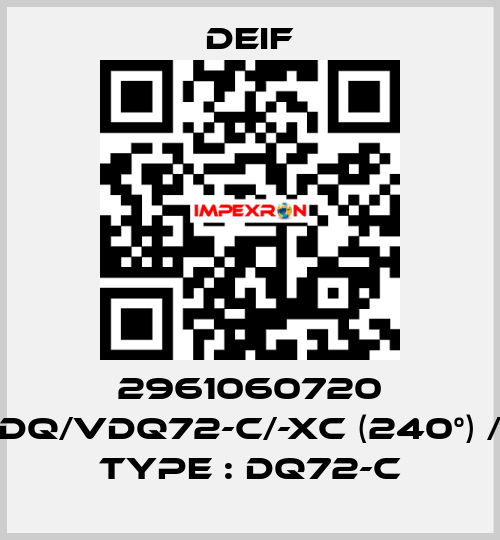 2961060720 DQ/VDQ72-c/-xc (240°) / Type : DQ72-c Deif