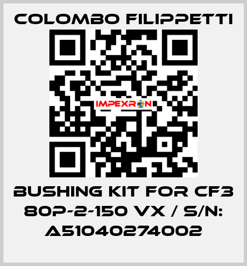 BUSHING KIT FOR CF3 80P-2-150 VX / S/N: A51040274002 Colombo Filippetti