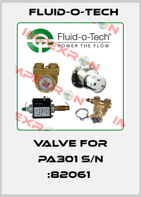 valve for pa301 s/n :82061  Fluid-O-Tech