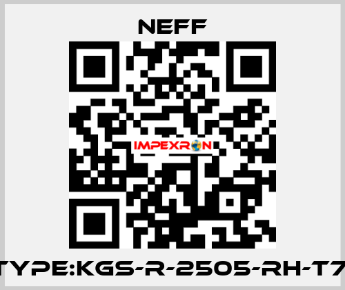 Type:KGS-R-2505-RH-T7  Neff