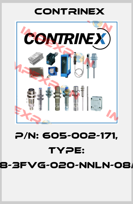 P/N: 605-002-171, Type: S08-3FVG-020-NNLN-08MG  Contrinex