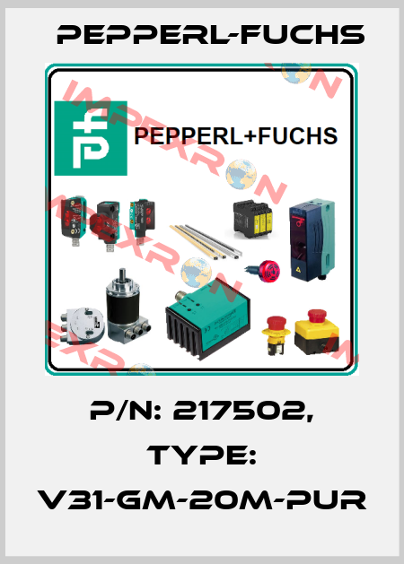 p/n: 217502, Type: V31-GM-20M-PUR Pepperl-Fuchs