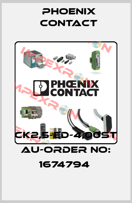 CK2,5-ED-4,00ST AU-ORDER NO: 1674794  Phoenix Contact