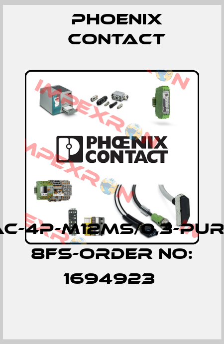 SAC-4P-M12MS/0,3-PUR/M 8FS-ORDER NO: 1694923  Phoenix Contact