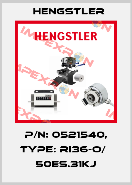 p/n: 0521540, Type: RI36-O/   50ES.31KJ Hengstler