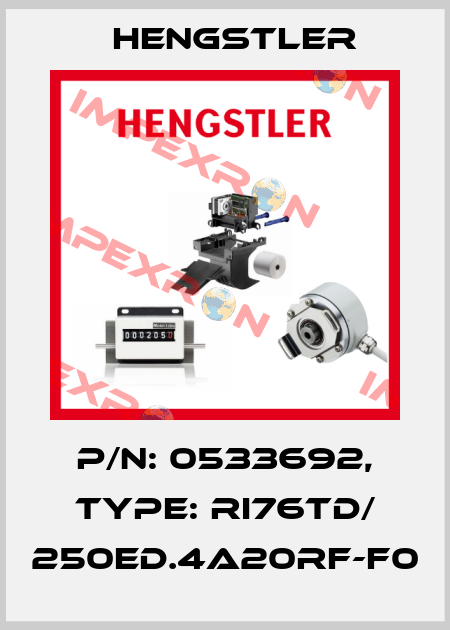 p/n: 0533692, Type: RI76TD/ 250ED.4A20RF-F0 Hengstler