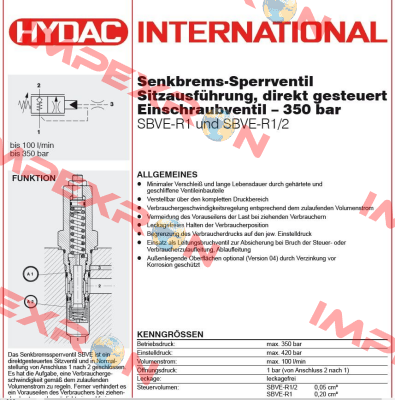 SBVE-R1/2-01X-XXXV Hydac