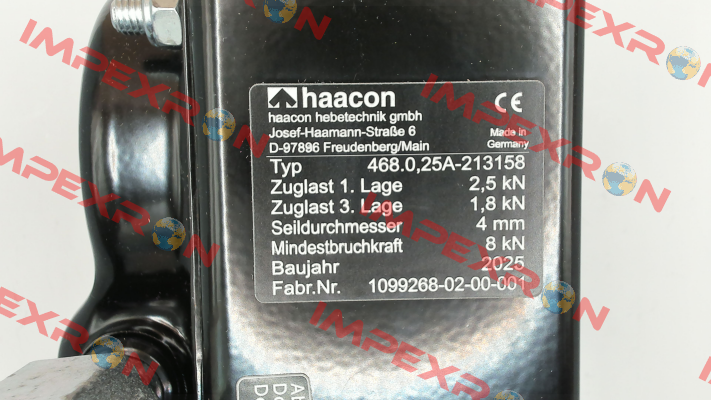 PN: 213158 Type: 468.0,25 A haacon