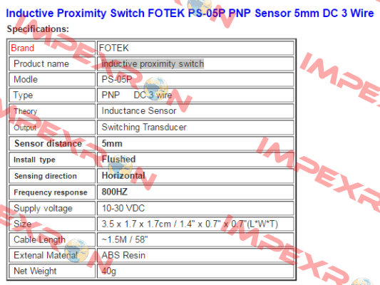 PS-05P Fotek