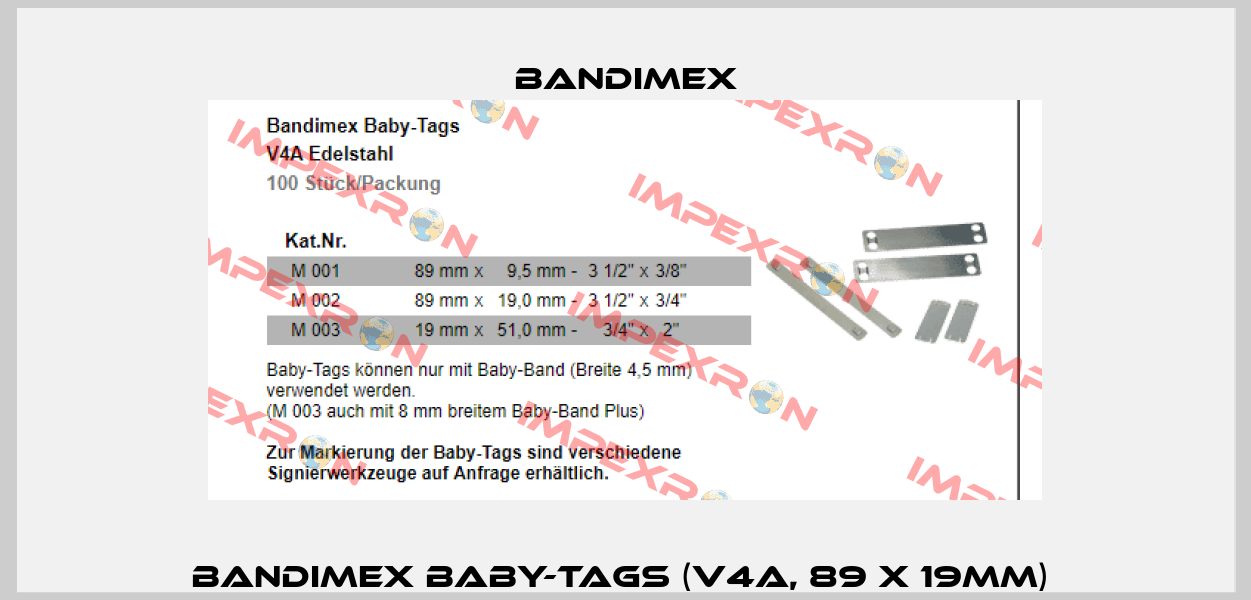 Bandimex Baby-Tags (V4A, 89 x 19mm)  Bandimex
