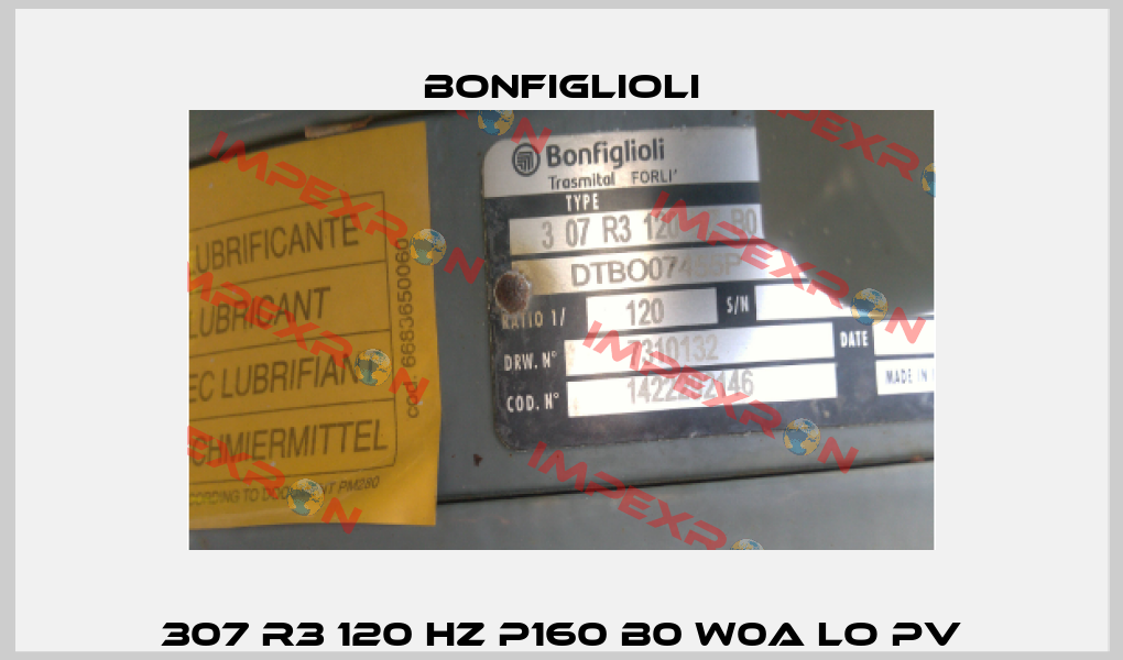 307 R3 120 HZ P160 B0 W0A LO PV Bonfiglioli