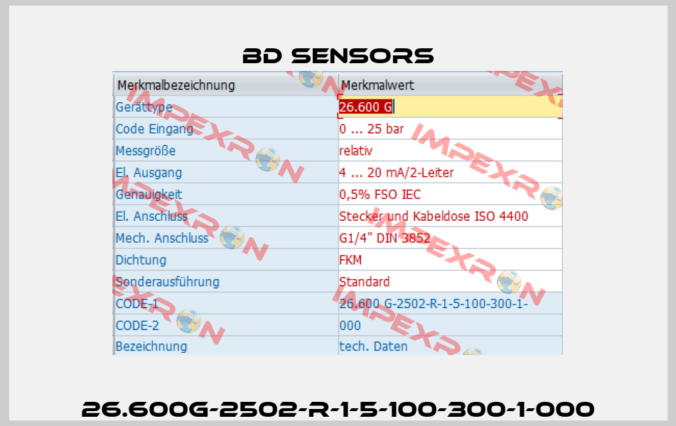 26.600G-2502-R-1-5-100-300-1-000 Bd Sensors