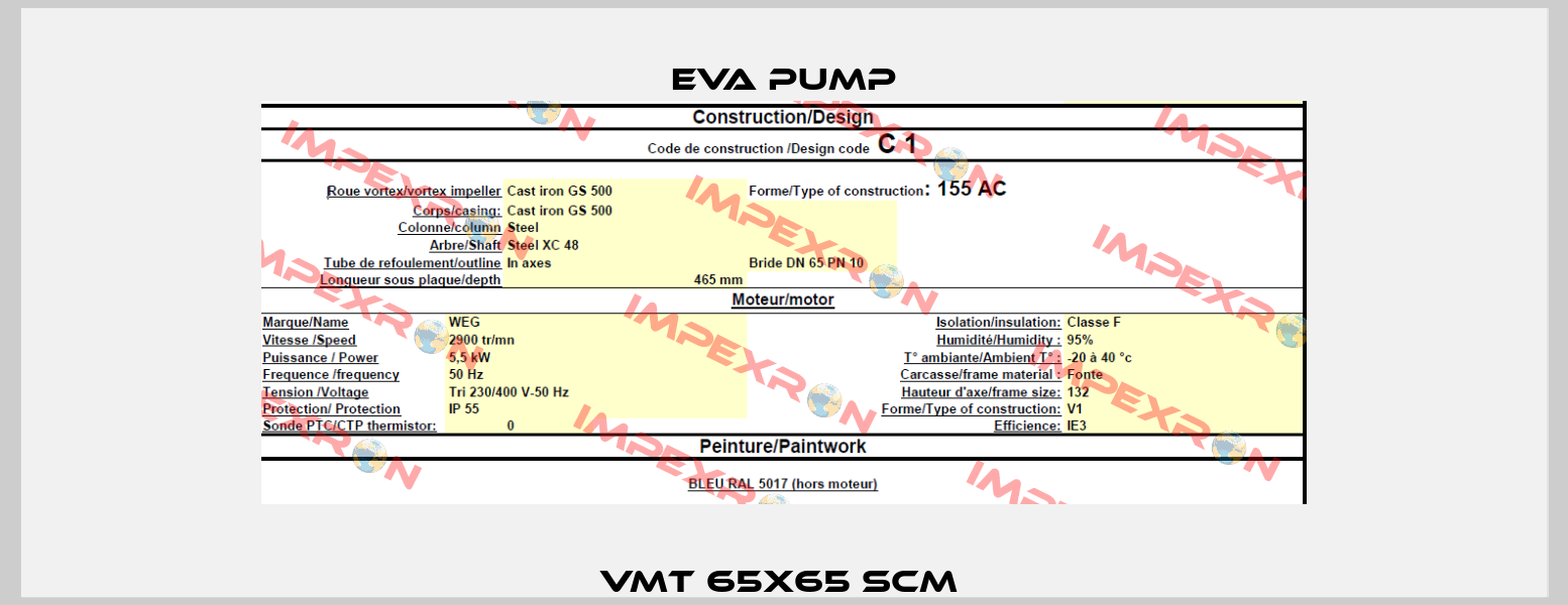 VMT 65x65 SCM  Eva pump