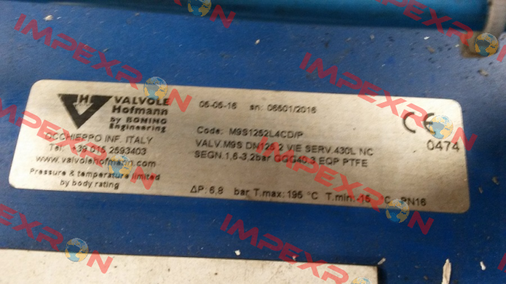 M9S1252L4CD/P Valvole Hofmann