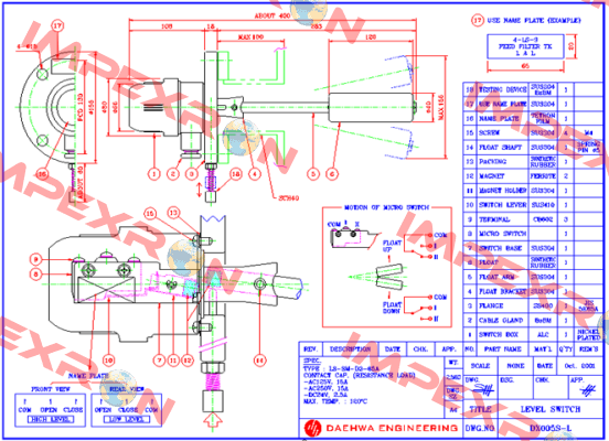 LS-SM-D3-65A (Dwg No. :  DX005S-L) Daehwa