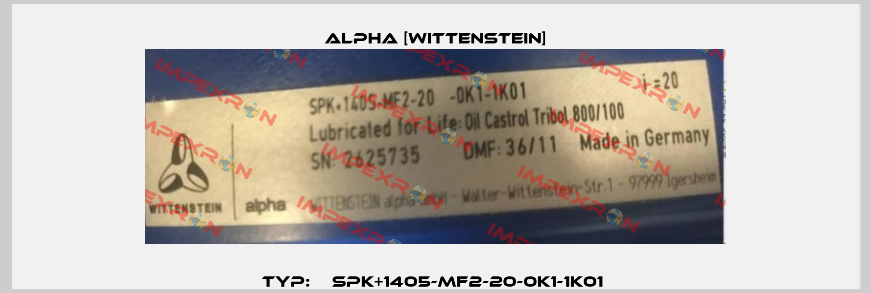Typ:    SPK+1405-MF2-20-0K1-1K01  Alpha [Wittenstein]