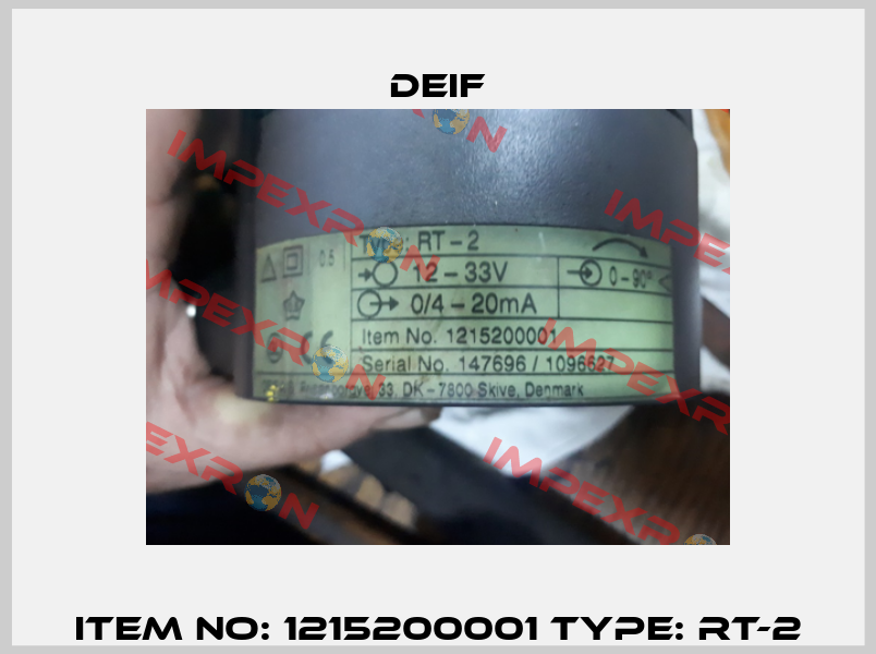 ITEM NO: 1215200001 Type: RT-2 Deif