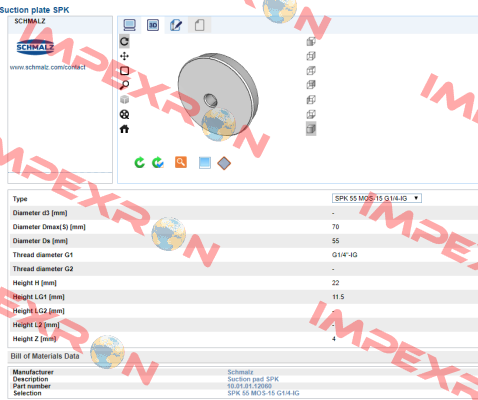 SPK 55 MOS EPDM-15 G1/4-IG Schmalz