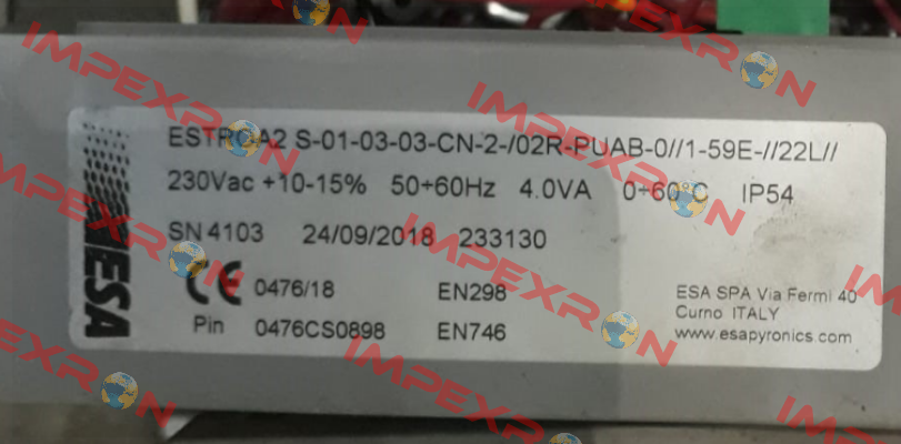 ESTROA2 S-01-03-03-CN-2-/02R-PUAB-0//1-59E-//22L// ESA Pyronics International