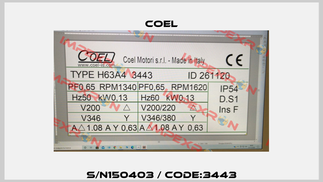 S/N150403 / Code:3443 Coel
