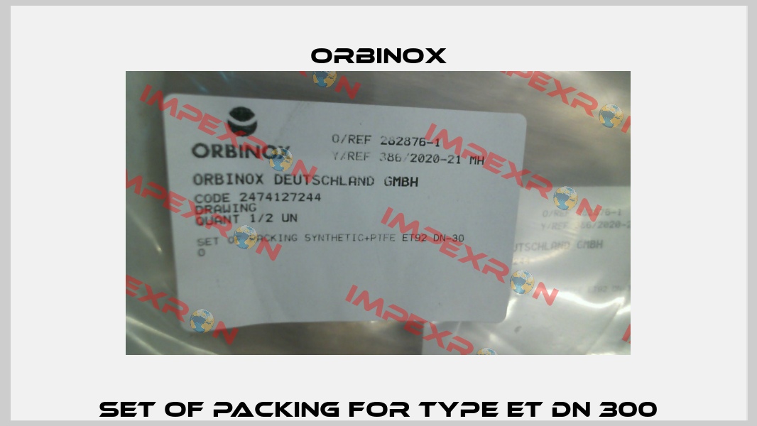 Set of Packing for Type ET DN 300 Orbinox