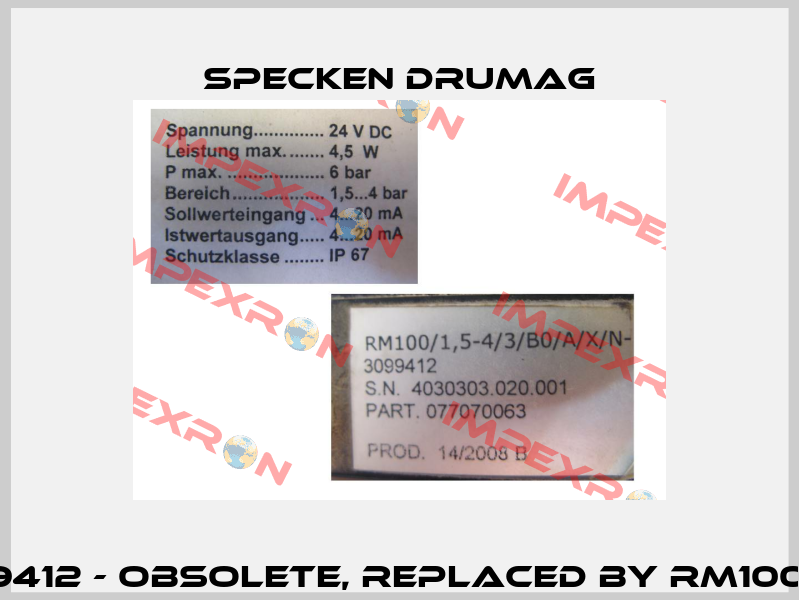 RM100/1,5-4/3/B0/A/X/N-3099412 - Obsolete, replaced by RM100/1,5-4/3/B0/C/3/N 077070132  Specken Drumag