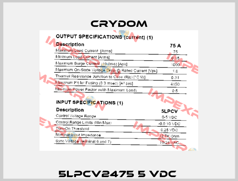 5LPCV2475 5 VDC  Crydom